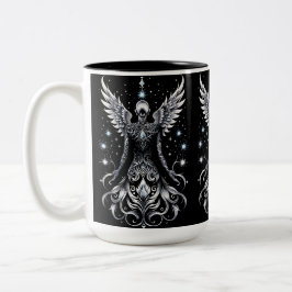 Svart och Silver Tattoo Angel Två-Tonad Mugg