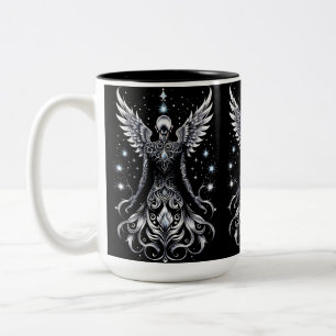 Svart och Silver Tattoo Angel Två-Tonad Mugg