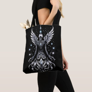 Svart och Silver Tattoo Angel Tygkasse