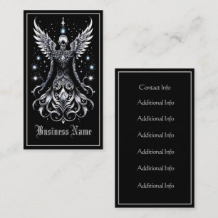Svart och Silver Tattoo Angel Visitkort