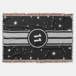 Svart och Silver Tävla Rand Starlight Filt