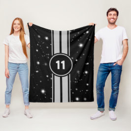 Svart och Silver Tävla Rand Starlight Fleecefilt