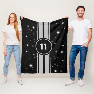 Svart och Silver Tävla Rand Starlight Fleecefilt