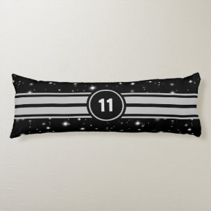 Svart och Silver Tävla Rand Starlight Kroppskudde