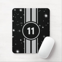 Svart och Silver Tävla Rand Starlight Musmatta
