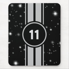 Svart och Silver Tävla Rand Starlight Musmatta