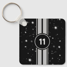 Svart och Silver Tävla Rand Starlight Nyckelring