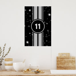 Svart och Silver Tävla Rand Starlight Poster
