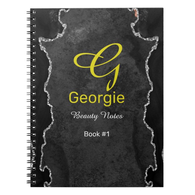 Svart och silverfärgad Agat anteckningsbok (Framsidan)