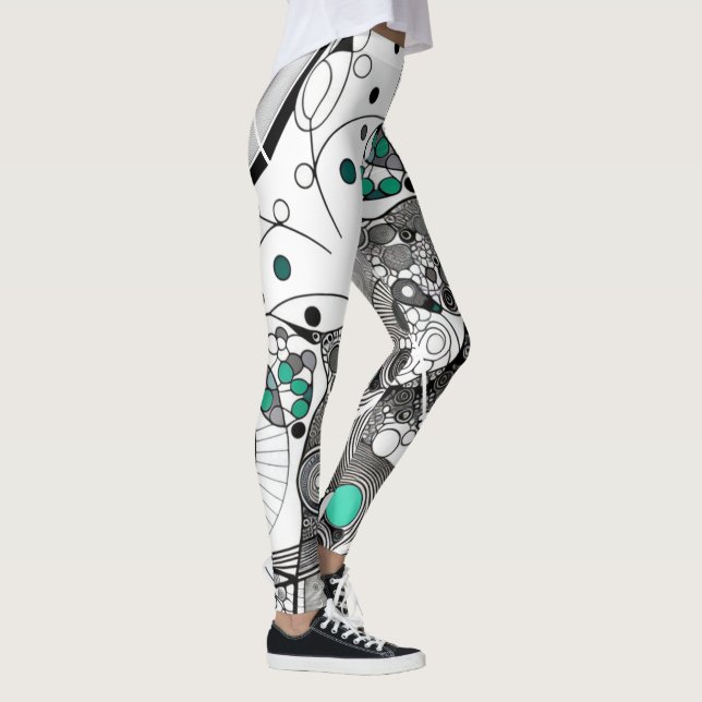 Svart- och slutcirklar och Linjer Leggings (Höger)