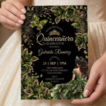 Svart och smaragdgrön Quinceañera gyllene tiara