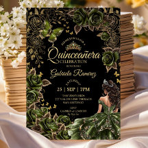 Svart och smaragdgrön Quinceañera gyllene tiara