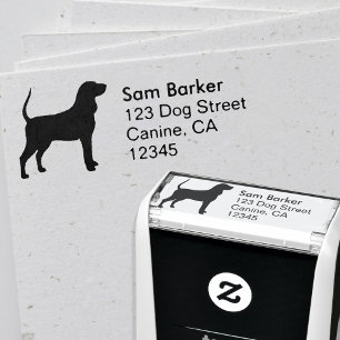 Svart och solbränd CoonhoundSilhouettereturadress Självfärgande Stämpel