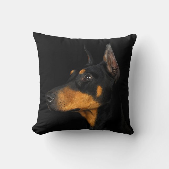 Svart och solbränd DobermanPinscherkudde Kudde (Framsida)