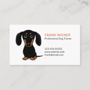 Svart och solbränd gullig Doxie tecknad hund för Visitkort