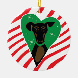 Svart och solbränd julhundprydnad julgransprydnad keramik