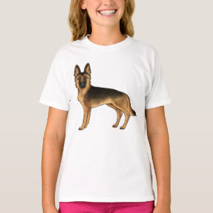 Svart och solbränd tysk schäferhund rolig tecknad t shirt