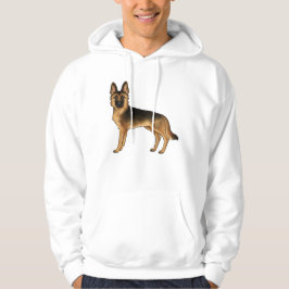 Svart och solbränd tysk schäferhund står upp hoodie