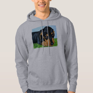 Svart och solbränd valphundtröja för tax hoodie