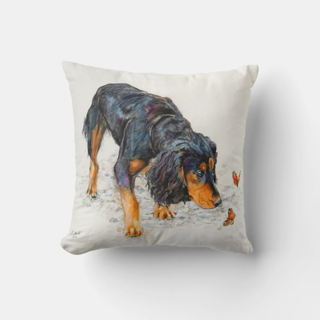 Svart- och solbrännacockerspanielSpaniel med Kudde (Framsida)