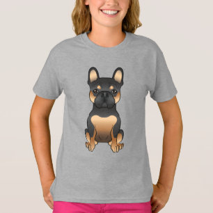 Svart och solbrännt fransk bulldog / fransk teckna t shirt