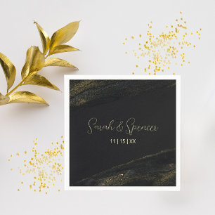 Svart och Sparkly Guld Napkins Pappersservett