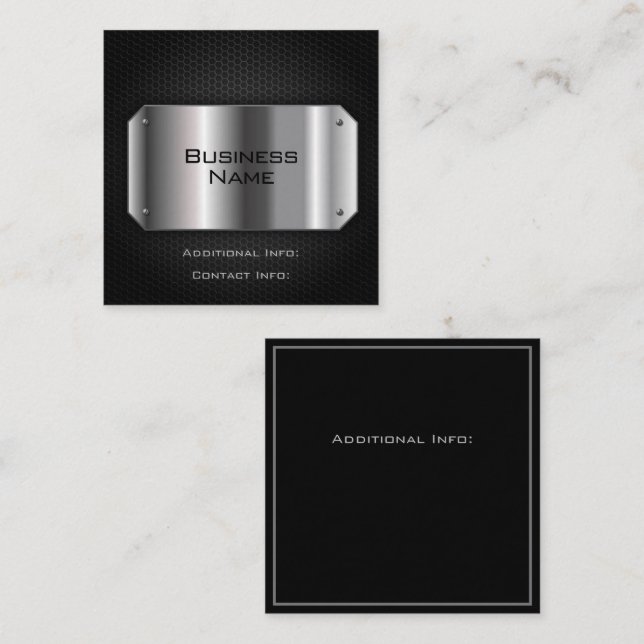 Svart och stål fyrkantigt visitkort (Fram/baksida)