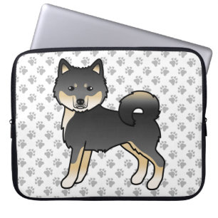 Svart och Tan Alaskan Malamute Söt Tecknad Hund Laptop Fodral
