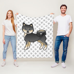 Svart Och Tan Alaskan Malamute Tecknad Hund & Tass Fleecefilt