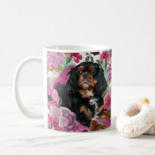 Svart och Tan Cavalier-kaffe mugg