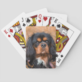 Svart och Tan Cavalier Kung Charles Spain Hund Casinokort