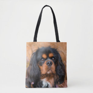 Svart och Tan Cavalier Kung Charles Spain Hund Tygkasse