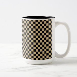 Svart och Tan Checkered Två-Tonad Mugg