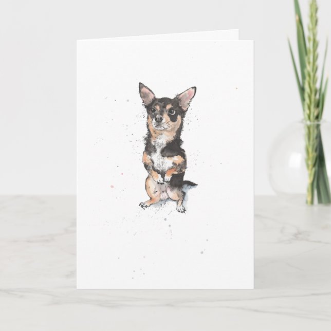 Svart och Tan Chihuahua Rolig söt hund födelsedag Kort (Framsida)