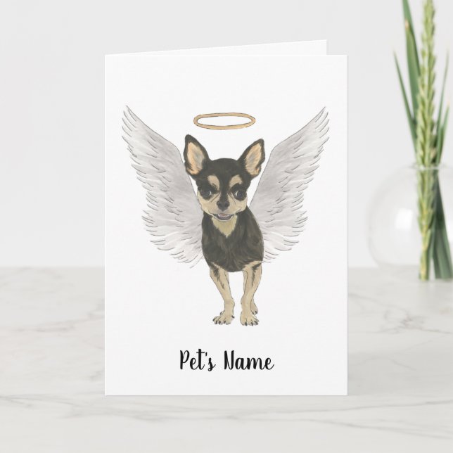 Svart och Tan Chihuahua Sympathy Memorial Kort (Framsida)