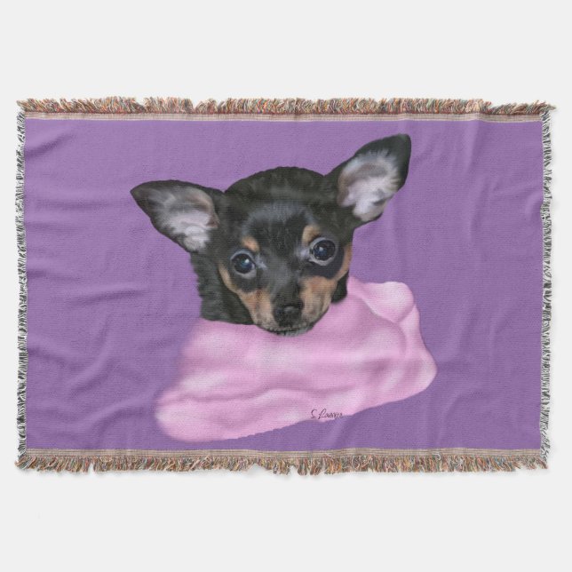 Svart och Tan Chihuahua-valp Mysfilt (Framsidan)