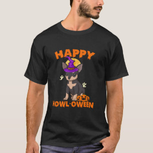 Svart och Tan Chihuahua Witch Costume Hund Ha T Shirt