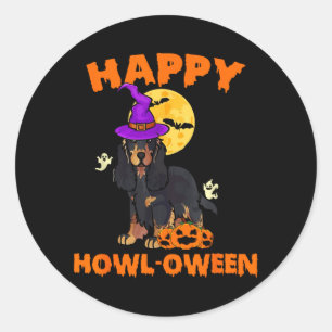 Svart Och Tan Cocker Spaniel Hund Häxa Halloween Runt Klistermärke