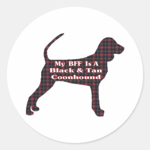Svart och tan Coonhound BFF-fästare Runt Klistermärke