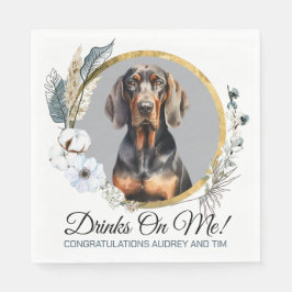 Svart och tan Coonhound Bröllop Napkins with Hunda Pappersservett