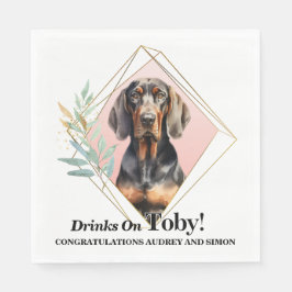 Svart och tan Coonhound Bröllop Napkins with Hunda Pappersservett