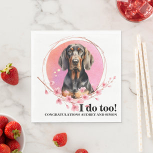 Svart och tan Coonhound Bröllop Napkins with Hunda Pappersservett