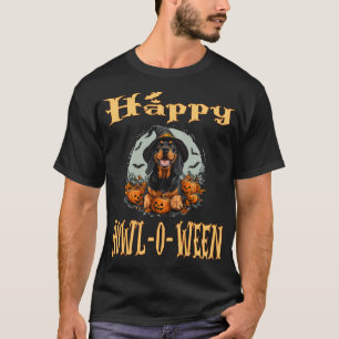 Svart Och Tan Coonhound Hund Whitch Hatt Halloween T Shirt