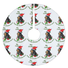 Svart och Tan Coonhound-jul Julgransmatta Borstad Polyester