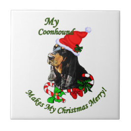Svart och Tan Coonhound-jul Kakelplatta