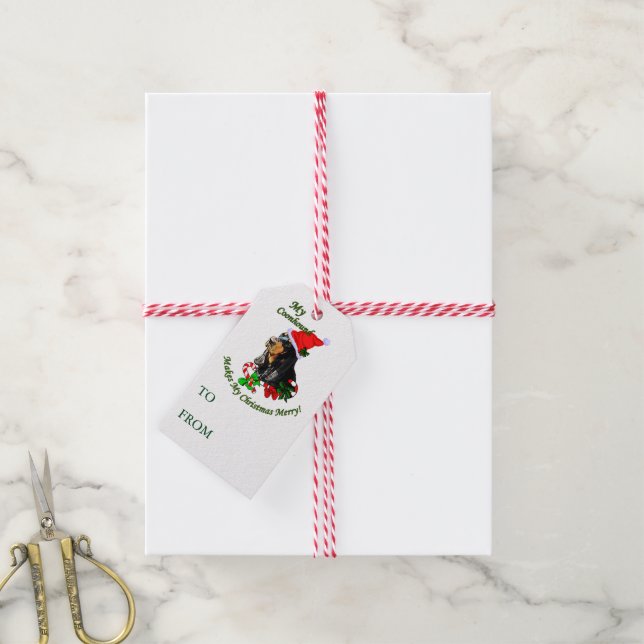 Svart och Tan Coonhound-Juletiketter Presentetikett (Med Snöre)
