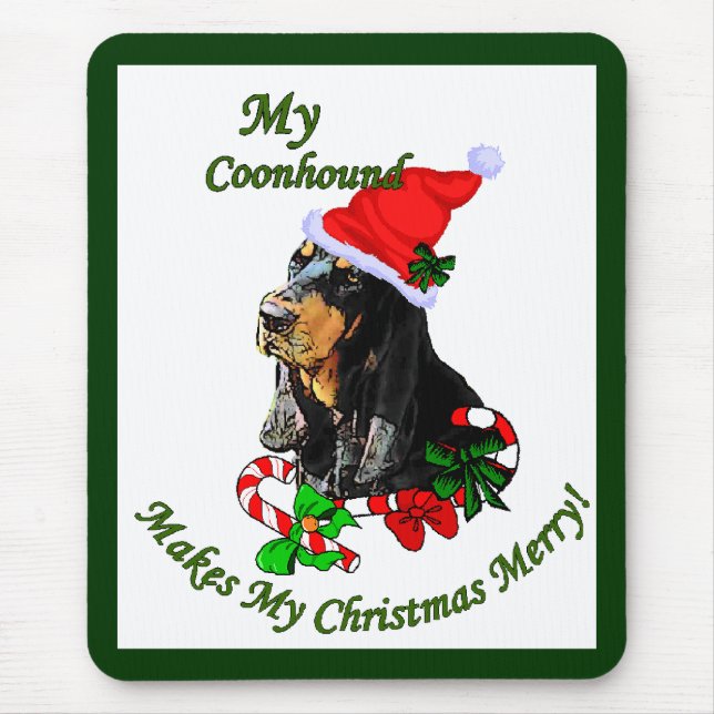 Svart och Tan Coonhound-julklappar Musmatta (Framsidan)