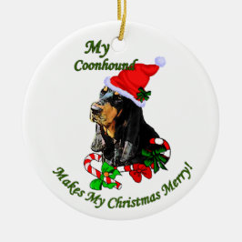 Svart och Tan Coonhound-julklappar Ornament