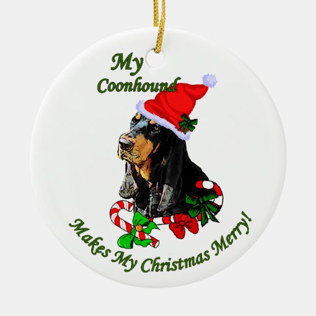 Svart och Tan Coonhound-julklappar Ornament (Framsidan)
