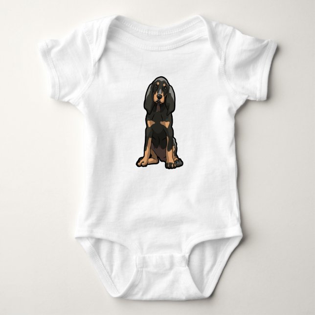 Svart och tan Coonhound Puppy T Shirt (Framsida)